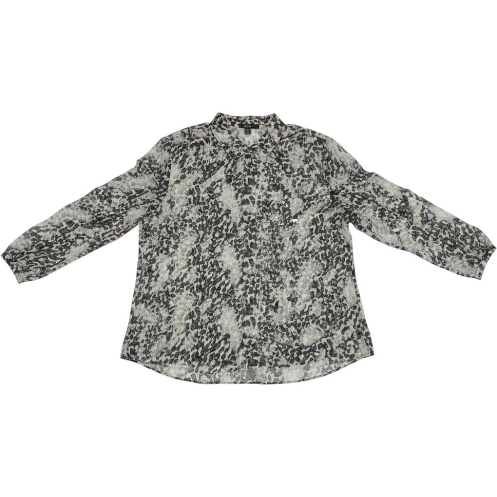 Additions by Chico's Animal Print Button Up Blouse Grey Black Size 3 L